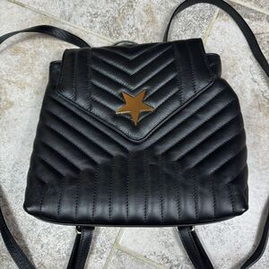 Borse In Pelle Backpack Genuine Black Leather Star Made In Italy Womens